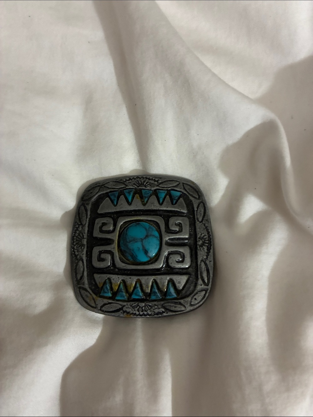 Vintage Turquoise Stone Square Buckle